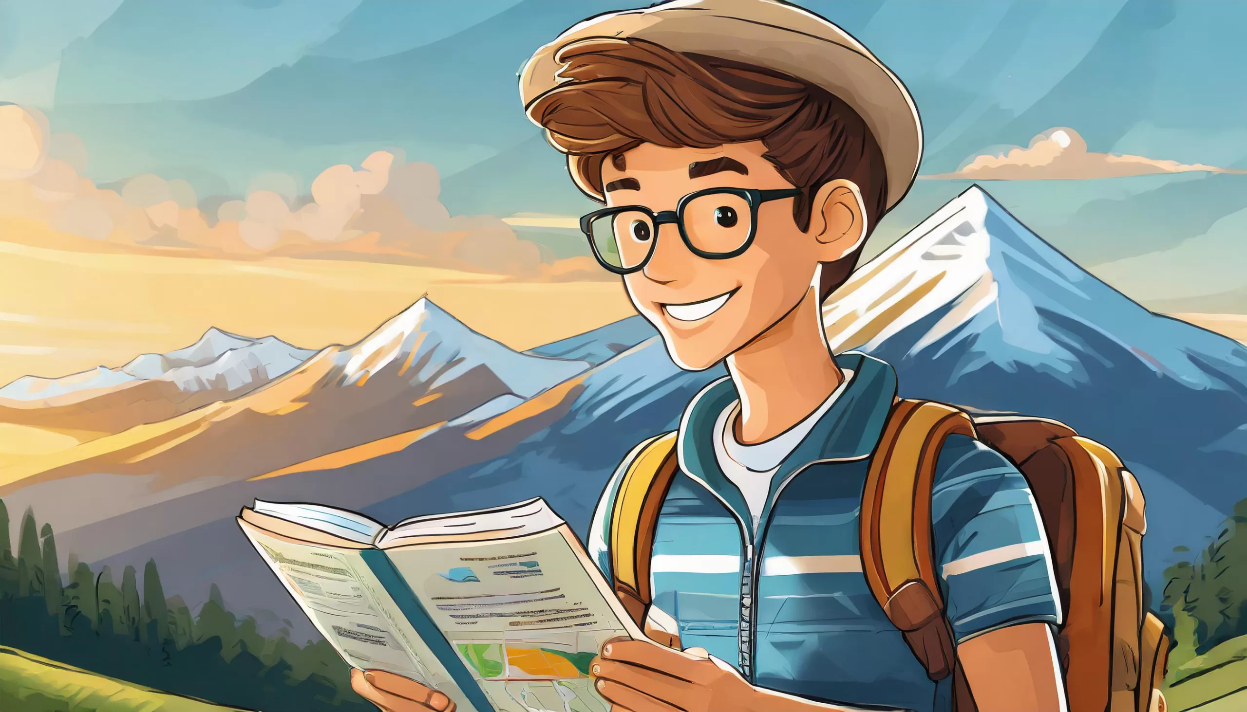 teen reviewing a travel guidebook and emergency contact list