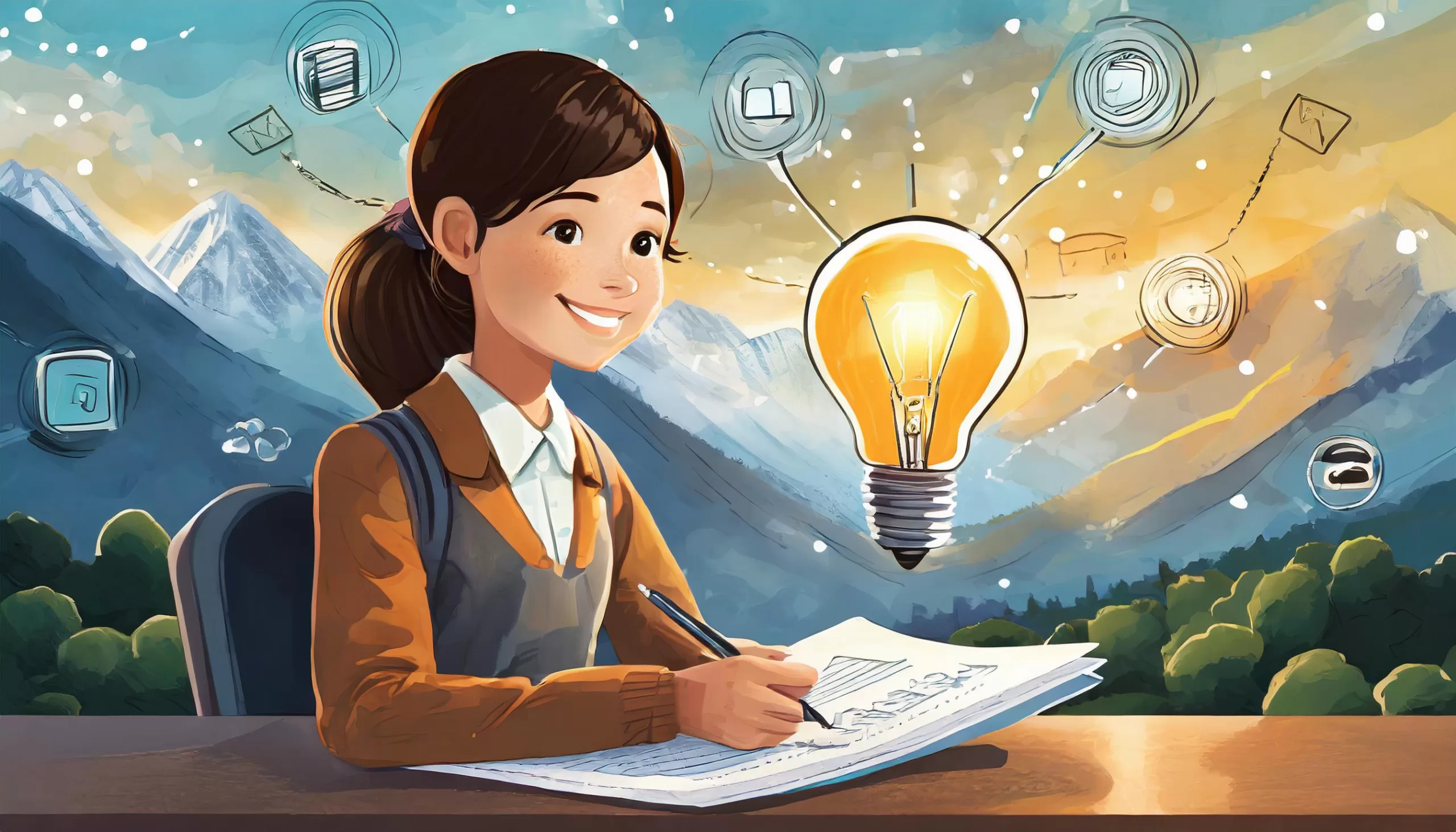 Firefly Illustration of a thoughtful teenager drafting a personalized objective on their resume wit scaled